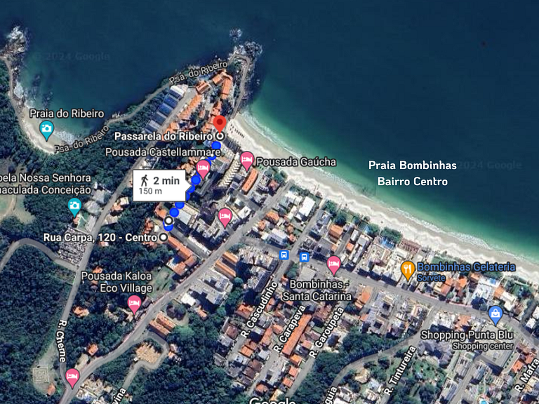 Até 4p, 1quarto, 2min Praia -Passarela Ribeiro,1vg